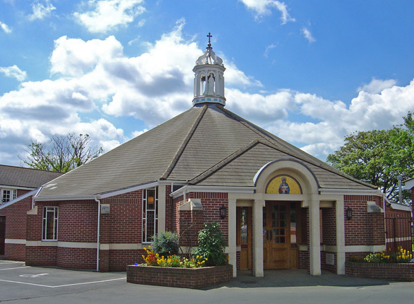 The church from the front showing the main entrance